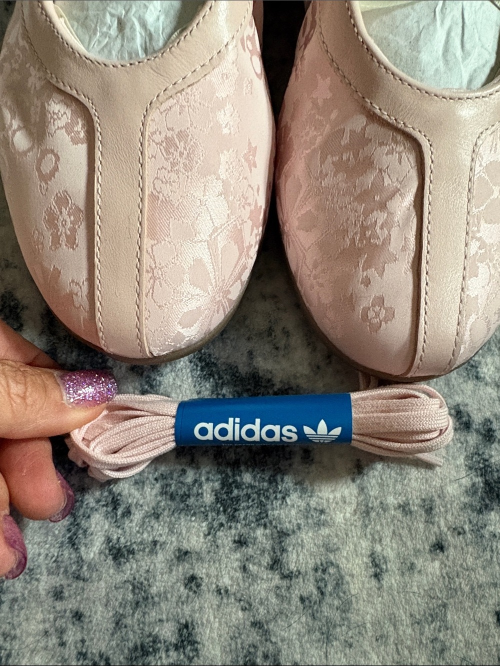 adidas Pink Floral Ballet-Style Flats with Ribbon Laces - Picture 2 of 7